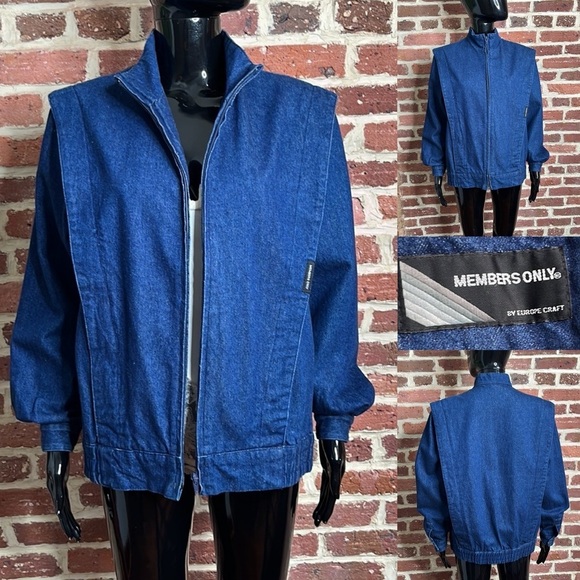 Vintage 80s Members Only Jacket with Flanges in Dark Denim Size S - Picture 1 of 9